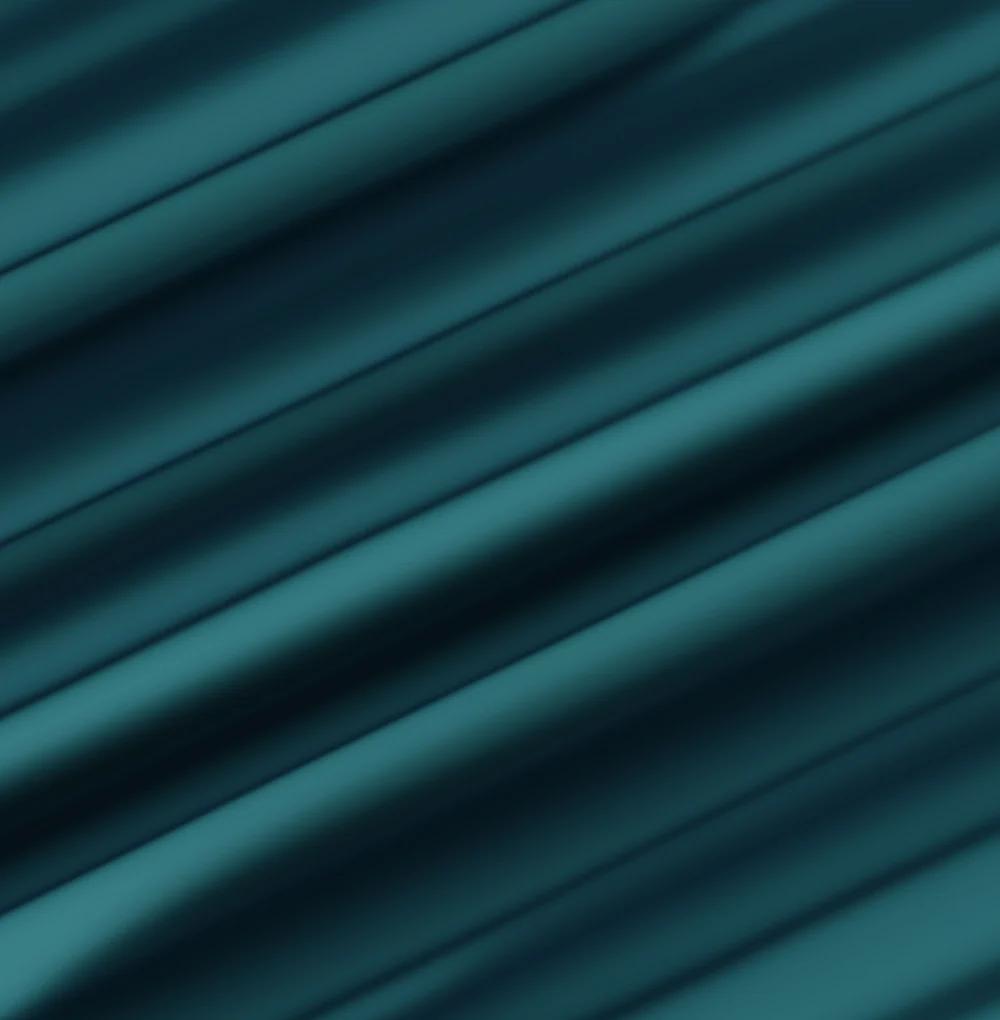 An abstract three dimensional render of evenly ridged teal folds