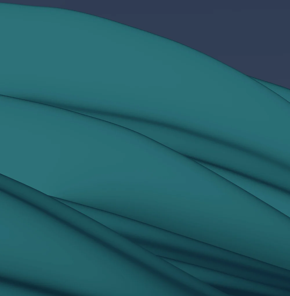 An abstract three dimensional render of a sweeping teal fold
